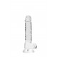 DILDO REALISTICO COM TESTICULOS 18CM TRASPARENTE - REALROCK