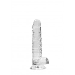 DILDO REALISTICO COM TESTICULOS 18CM TRASPARENTE - REALROCK