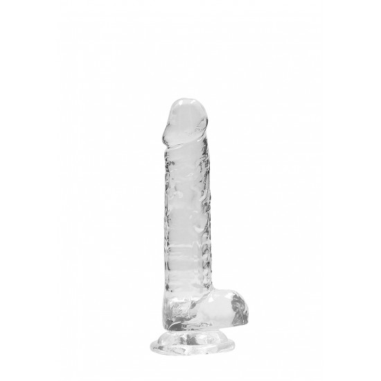 DILDO REALISTICO COM TESTICULOS 18CM TRASPARENTE - REALROCK