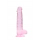 Dildo realistico com testiculos 20cm Rosa - RealRock