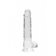 DILDO REALISTICO COM TESTICULOS 20CM TRANSPARENTE - REALROCK