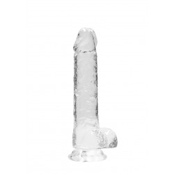 DILDO REALISTICO COM TESTICULOS 20CM TRANSPARENTE - REALROCK