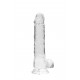 DILDO REALISTICO COM TESTICULOS 20CM TRANSPARENTE - REALROCK