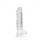 DILDO REALISTICO COM TESTICULOS 20CM TRANSPARENTE - REALROCK