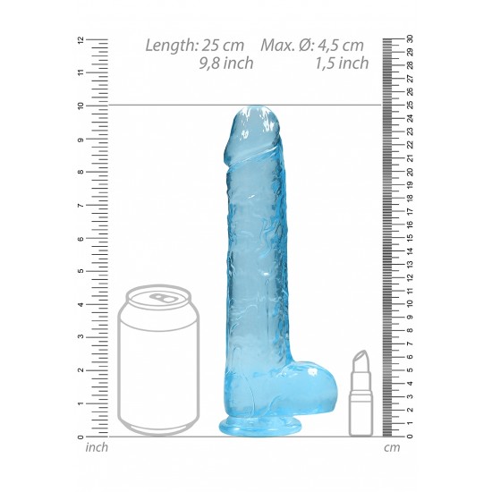 DILDO REALISTA AZUL 22CM COM BOLAS