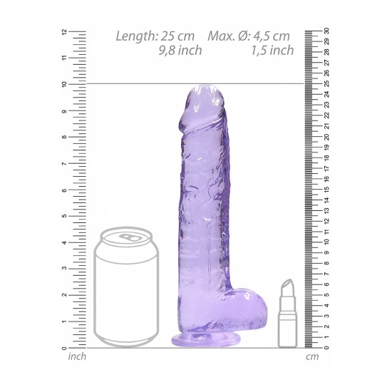 Dildo realistico com testiculos 23cm Lilas - RealRock