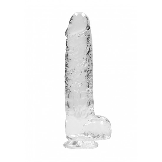 DILDO REALISTICO COM TESTICULOS 23CM TRANSPARENTE - REALROCK