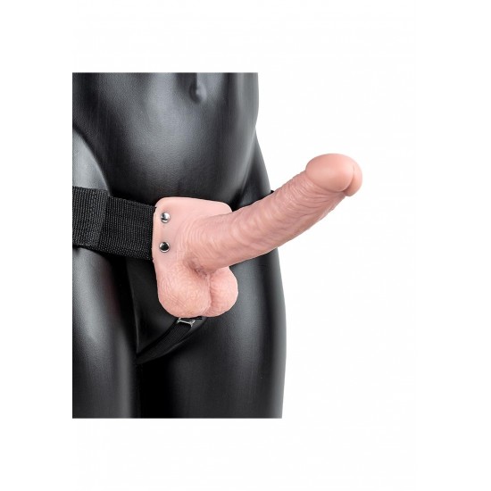 Vibrating Hollow Strap-on with Balls - 7/ 18 cm