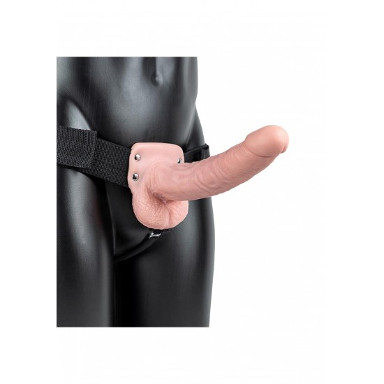 Vibrating Hollow Strap-on with Balls - 9/ 23 cm