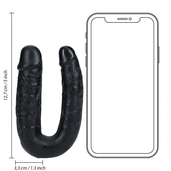 Dildo Realistico Duplo Curvo 5`` (13 cm) - Preto