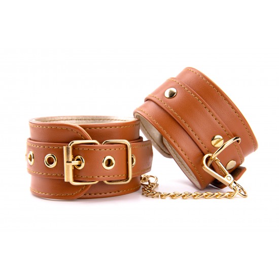 BLAZE ELITE HAND CUFFS COGNAC VEGAN LEATHER