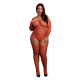 Catsuit Brilhante -Plus Size- Vermelho/Dourado