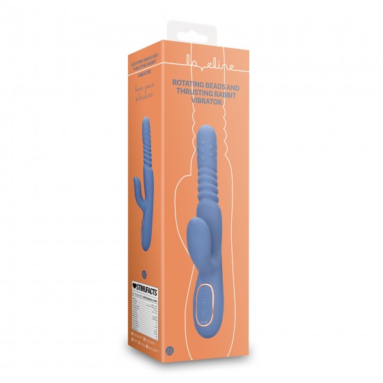 Rotating Beads and Thrusting Rabbit Vibrator - Blue 